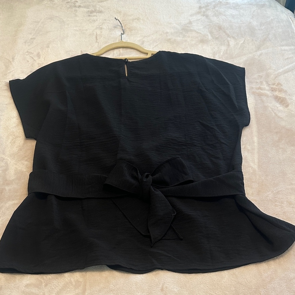 Sophisticated Black Women's Blouse with Waist Tie in the Back